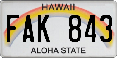 HI license plate FAK843