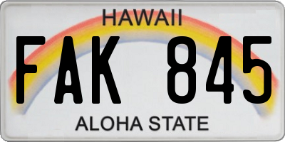 HI license plate FAK845