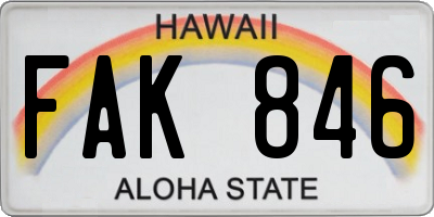 HI license plate FAK846