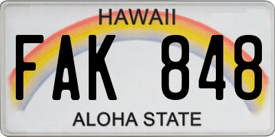 HI license plate FAK848
