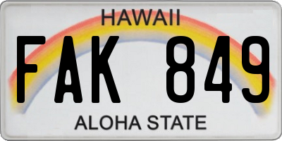 HI license plate FAK849