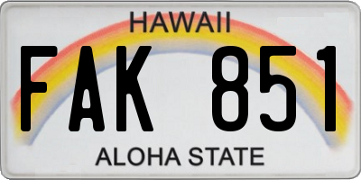 HI license plate FAK851