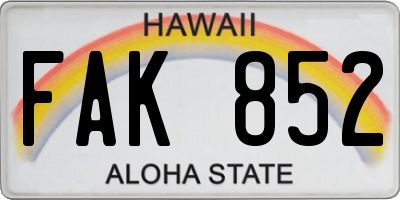 HI license plate FAK852