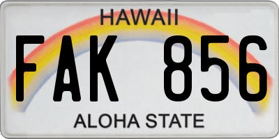 HI license plate FAK856