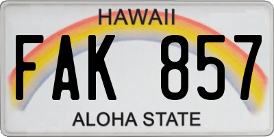 HI license plate FAK857