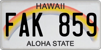 HI license plate FAK859