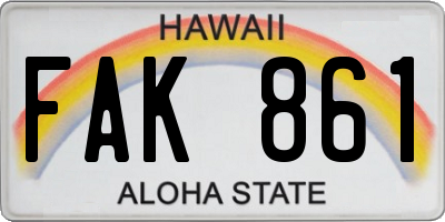 HI license plate FAK861