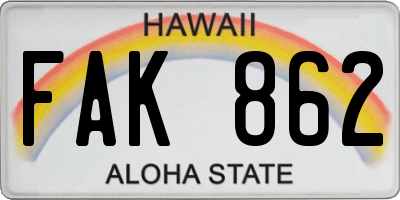 HI license plate FAK862