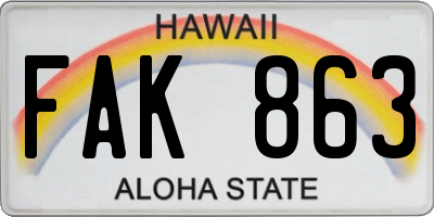 HI license plate FAK863