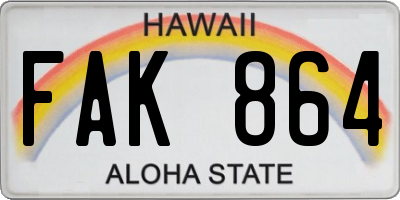 HI license plate FAK864