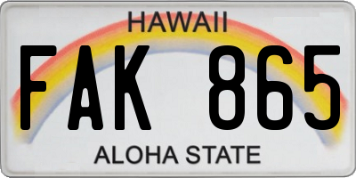 HI license plate FAK865