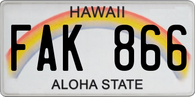 HI license plate FAK866