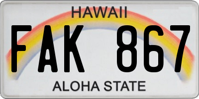 HI license plate FAK867