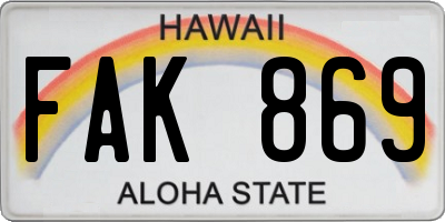 HI license plate FAK869