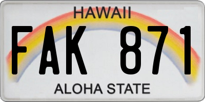 HI license plate FAK871