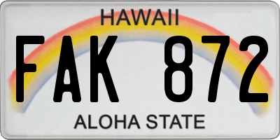 HI license plate FAK872