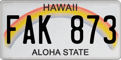HI license plate FAK873