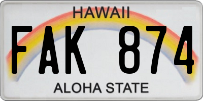 HI license plate FAK874