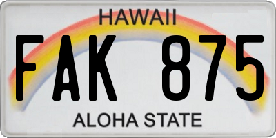HI license plate FAK875