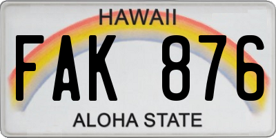 HI license plate FAK876