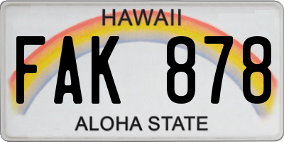 HI license plate FAK878
