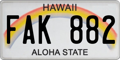 HI license plate FAK882