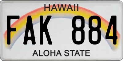 HI license plate FAK884