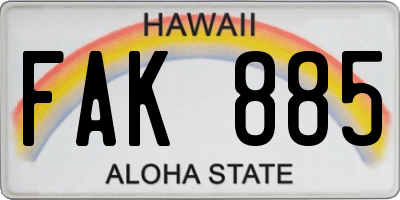 HI license plate FAK885