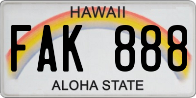 HI license plate FAK888