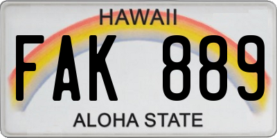 HI license plate FAK889