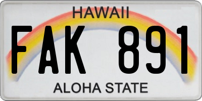 HI license plate FAK891