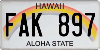 HI license plate FAK897