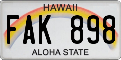 HI license plate FAK898