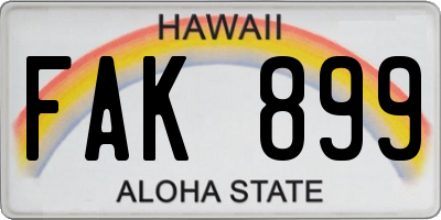 HI license plate FAK899