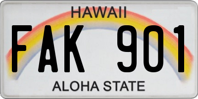 HI license plate FAK901