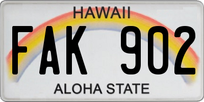 HI license plate FAK902