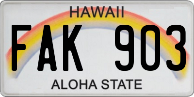 HI license plate FAK903