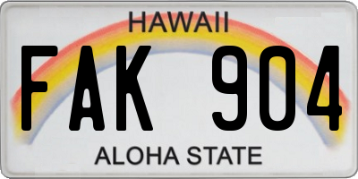 HI license plate FAK904