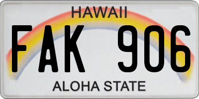 HI license plate FAK906