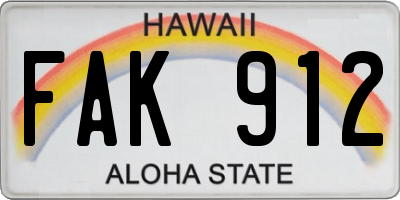 HI license plate FAK912