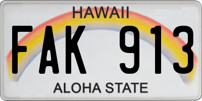 HI license plate FAK913