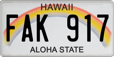 HI license plate FAK917