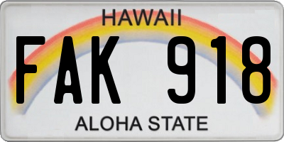 HI license plate FAK918