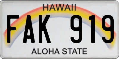 HI license plate FAK919