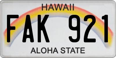 HI license plate FAK921