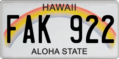 HI license plate FAK922