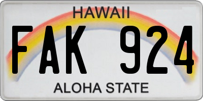 HI license plate FAK924