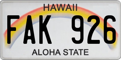HI license plate FAK926