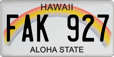HI license plate FAK927