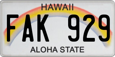 HI license plate FAK929